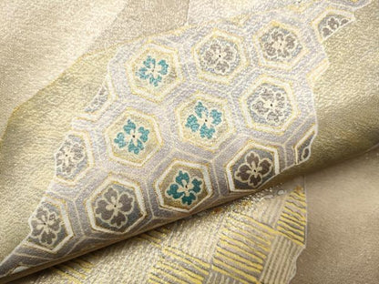 平和屋着物●ワンタッチつけ帯　道長吉祥文　金糸　正絹　逸品　CABD0496hy