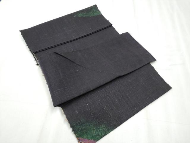 平和屋着物●つけ帯 紬地 霞文 黒地 金彩 正絹 逸品 CABD0500hy