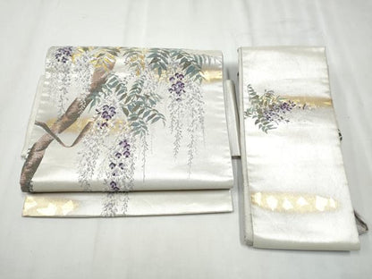 平和屋着物●西陣　浅山織物謹製　つけ帯　唐織　真珠　藤花房　本金箔　正絹　逸品　CABD0501hy