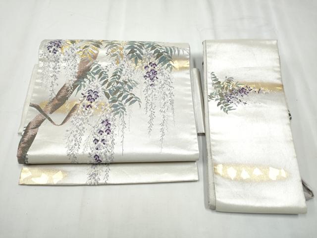 平和屋着物●西陣　浅山織物謹製　つけ帯　唐織　真珠　藤花房　本金箔　正絹　逸品　CABD0501hy