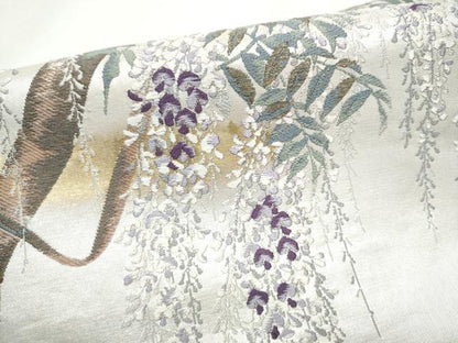平和屋着物●西陣　浅山織物謹製　つけ帯　唐織　真珠　藤花房　本金箔　正絹　逸品　CABD0501hy