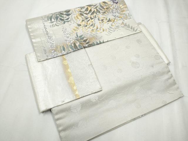 平和屋着物●西陣　浅山織物謹製　つけ帯　唐織　真珠　藤花房　本金箔　正絹　逸品　CABD0501hy
