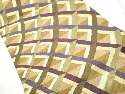 平和屋着物●爪掻き本綴れ　つけ帯　幾何学文様　金糸　正絹　逸品　CABD0502hy