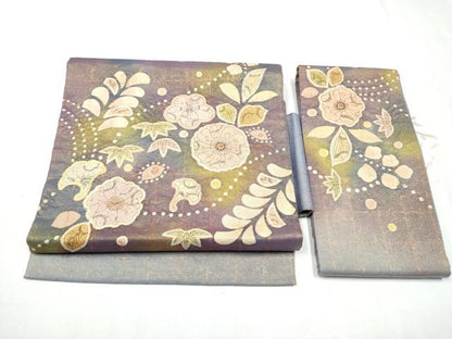 平和屋着物●つけ帯 作家物 絞り 辻が花 金通し地 正絹 逸品 CABD0503hy