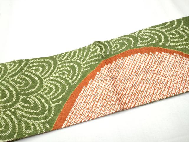 平和屋着物●名門 藤娘きぬたや・総絞り つけ帯 流水文 正絹 逸品 CABD0504hy