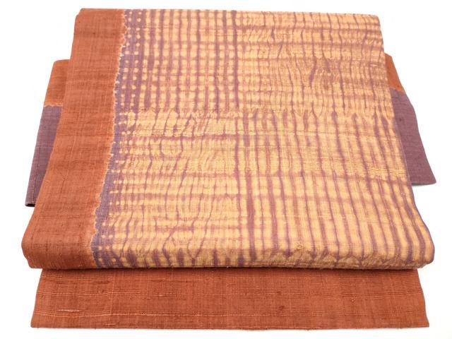 平和屋着物●つけ帯 生紬 杢目絞り 霞文 正絹 逸品 CABD0505hy