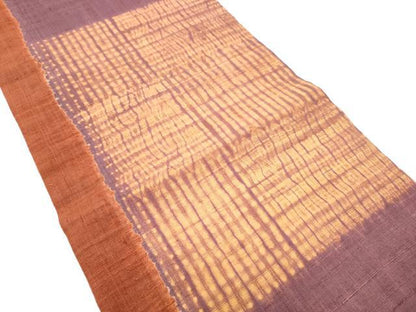平和屋着物●つけ帯 生紬 杢目絞り 霞文 正絹 逸品 CABD0505hy