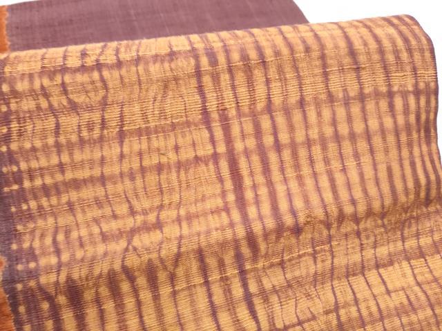 平和屋着物●つけ帯 生紬 杢目絞り 霞文 正絹 逸品 CABD0505hy