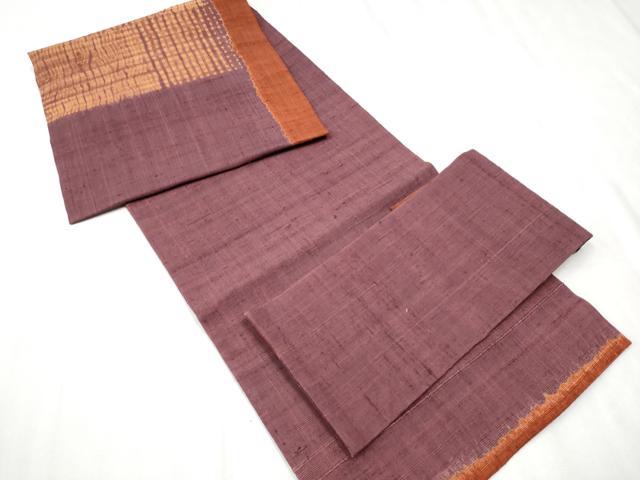 平和屋着物●つけ帯 生紬 杢目絞り 霞文 正絹 逸品 CABD0505hy