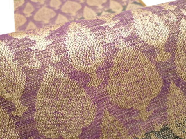 平和屋着物▽六通柄袋帯 スリーシーズン 春夏秋 横段更紗花文 金糸 正絹 逸品 CABD0508hy