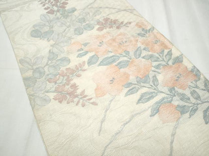 平和屋着物▽六通柄袋帯 スリーシーズン 春夏秋 櫛織 桔梗文 正絹 逸品 CABD0510hy