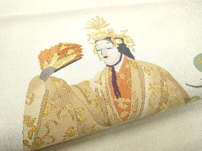 平和屋着物●爪掻き本綴れ 八寸名古屋帯 作家物 能 金銀糸 共箱付き 正絹 逸品 CABD0519hy