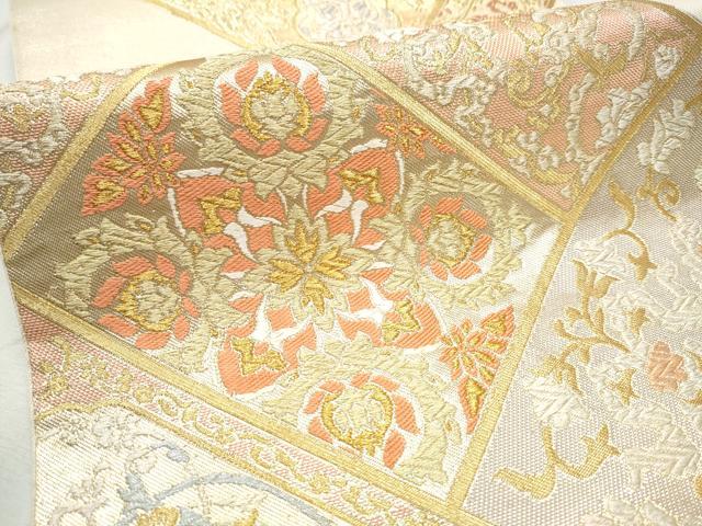 平和屋着物●西陣 川島織物 六通柄 本袋帯 唐織 花唐草文 金糸 正絹 逸品 CABD0522hy