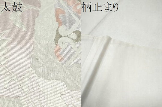 平和屋着物●六通柄袋帯　唐織　草花丸文　金糸　正絹　逸品　CABE8491hy 平和屋着物◎六通柄袋帯 唐織 舞花文 金糸 正絹 逸品 CABG5830oyの通販