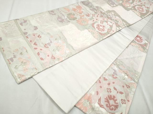 平和屋着物＊夏物　六通柄袋帯　草葉文　金糸　正絹　逸品　DABC8124cm 平和屋着物＊夏物 六通柄 本袋帯 唐織 草葉文 銀糸 正絹 逸品