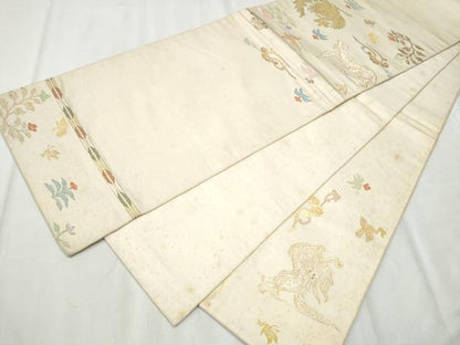 平和屋着物●龍村平蔵製　六通柄　本袋帯　木画獅鳳錦　正絹　逸品　CABD0527hy