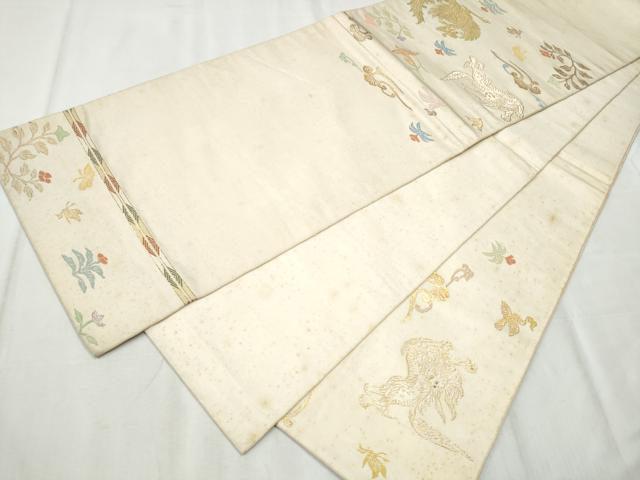 平和屋着物●龍村平蔵製　六通柄　本袋帯　木画獅鳳錦　正絹　逸品　CABD0527hy