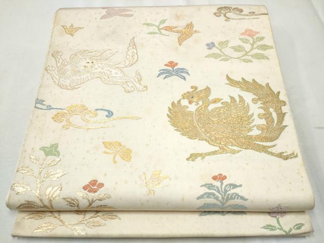 平和屋着物●龍村平蔵製　六通柄　本袋帯　木画獅鳳錦　正絹　逸品　CABD0527hy