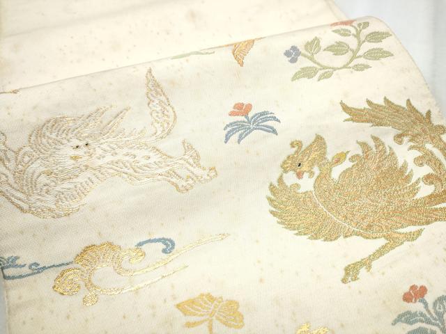 平和屋着物●龍村平蔵製　六通柄　本袋帯　木画獅鳳錦　正絹　逸品　CABD0527hy