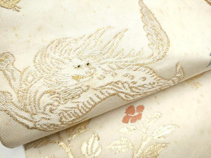 平和屋着物●龍村平蔵製　六通柄　本袋帯　木画獅鳳錦　正絹　逸品　CABD0527hy