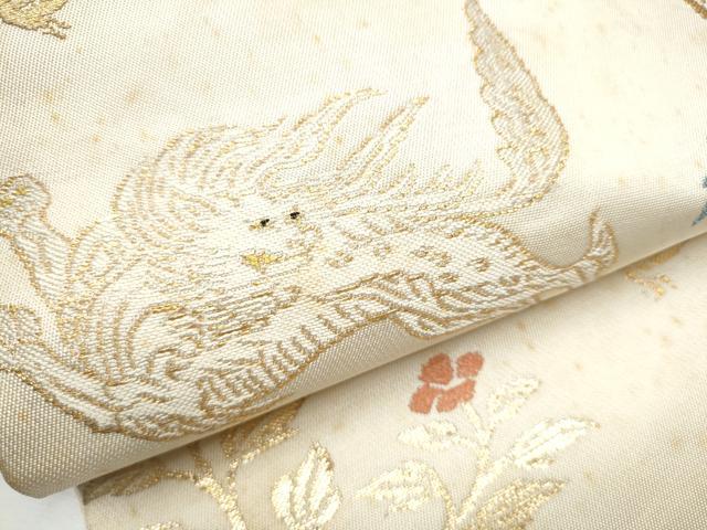平和屋着物●龍村平蔵製　六通柄　本袋帯　木画獅鳳錦　正絹　逸品　CABD0527hy