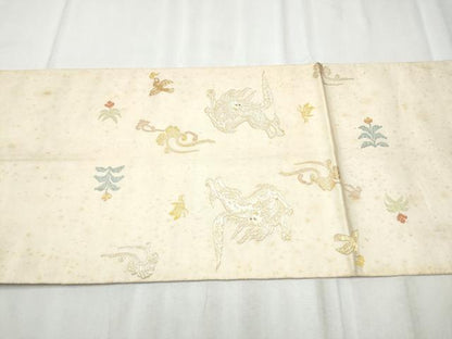 平和屋着物●龍村平蔵製　六通柄　本袋帯　木画獅鳳錦　正絹　逸品　CABD0527hy