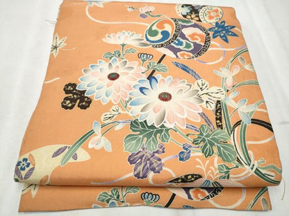 平和屋着物●アンティーク 大正ロマン 丸帯 駒刺繍 龍 鼓花文 引き抜き帯 正絹 逸品 CABD0529hy