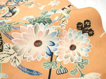 平和屋着物●アンティーク 大正ロマン 丸帯 駒刺繍 龍 鼓花文 引き抜き帯 正絹 逸品 CABD0529hy