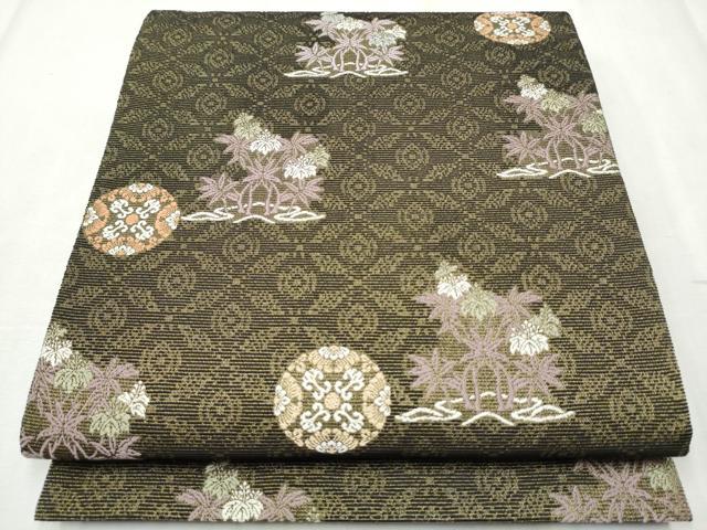 平和屋着物●六通柄袋帯　唐織　輪奈織　草花丸文　金糸　正絹　逸品　CABD0530hy