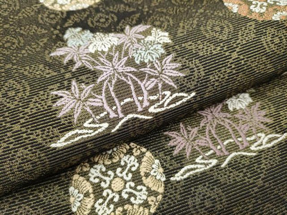 平和屋着物●六通柄袋帯　唐織　輪奈織　草花丸文　金糸　正絹　逸品　CABD0530hy