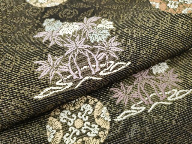 平和屋着物●六通柄袋帯　唐織　輪奈織　草花丸文　金糸　正絹　逸品　CABD0530hy
