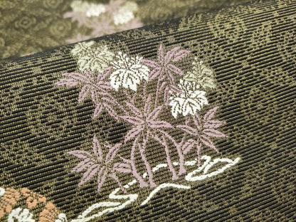 平和屋着物●六通柄袋帯　唐織　輪奈織　草花丸文　金糸　正絹　逸品　CABD0530hy