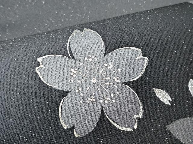 平和屋着物●太鼓柄袋帯　伊と幸　舞桜文　銀通し地　反端付き　正絹　逸品　CABD0531hy