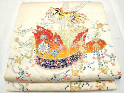 平和屋着物●龍村平蔵製　太鼓柄　本袋帯　千代の冠錦　金銀糸　正絹　逸品　CABD0532hy