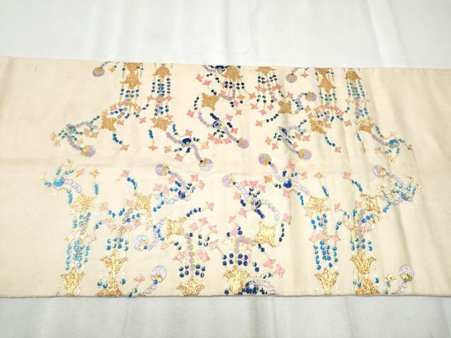 平和屋着物●龍村平蔵製　太鼓柄　本袋帯　千代の冠錦　金銀糸　正絹　逸品　CABD0532hy