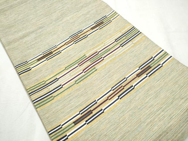 平和屋着物●両面　太鼓柄袋帯　横段文　金糸　正絹　逸品　CABD0533hy