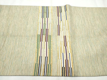 平和屋着物●両面　太鼓柄袋帯　横段文　金糸　正絹　逸品　CABD0533hy