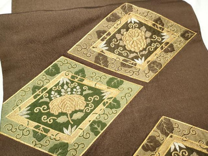 平和屋着物●太鼓柄京袋　本袋帯　駒刺繍　総刺繍　菱花唐草文　金通し地　正絹　逸品　CABD0544hy