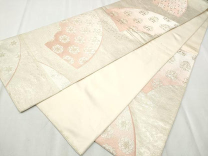 平和屋着物●六通柄袋帯　唐織　向かい鳥花文　金銀糸　正絹　逸品　CABD0548hy