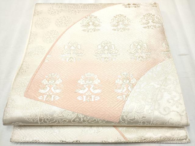平和屋着物●六通柄袋帯　唐織　向かい鳥花文　金銀糸　正絹　逸品　CABD0548hy