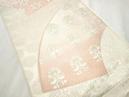平和屋着物●六通柄袋帯　唐織　向かい鳥花文　金銀糸　正絹　逸品　CABD0548hy