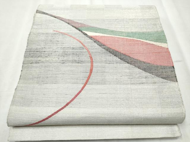 平和屋着物●ファッションデザイナー コシノアヤコ 太鼓柄袋帯 紬地 抽象文 正絹 逸品 CABD0549hy