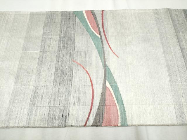 平和屋着物●ファッションデザイナー コシノアヤコ 太鼓柄袋帯 紬地 抽象文 正絹 逸品 CABD0549hy