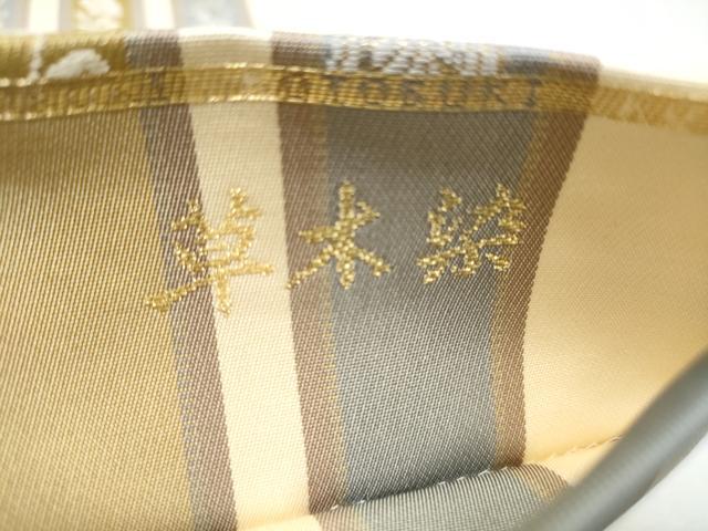平和屋着物●両面　全通柄　本袋帯　草木染　花喰鳥間道　金糸　正絹　逸品　CABD0552hy