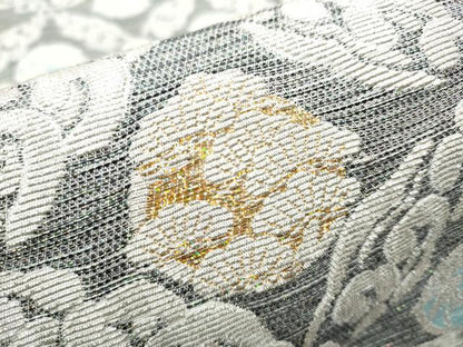 平和屋着物●両面　六通柄袋帯　銀華山織　泉涌寺別院雲龍院　六十周年記念　七宝花文　金銀糸　まるやま扱い　正絹　逸品　CABD0556hy