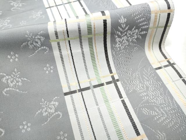平和屋着物●本場筑前博多織 八寸名古帯 格子花文 三越扱い 正絹 逸品 CABD0558hy