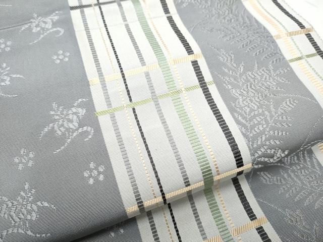 平和屋着物●本場筑前博多織 八寸名古帯 格子花文 三越扱い 正絹 逸品 CABD0558hy