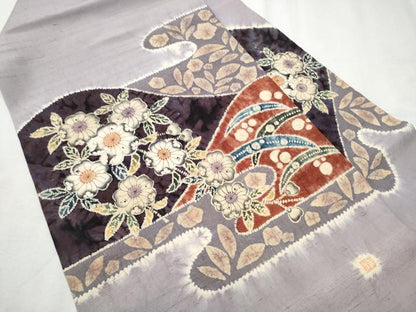 平和屋着物●九寸名古屋帯　作家物　紬地　絞り　辻が花　正絹　逸品　CABD0566hy