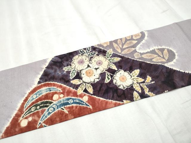 平和屋着物●九寸名古屋帯　作家物　紬地　絞り　辻が花　正絹　逸品　CABD0566hy