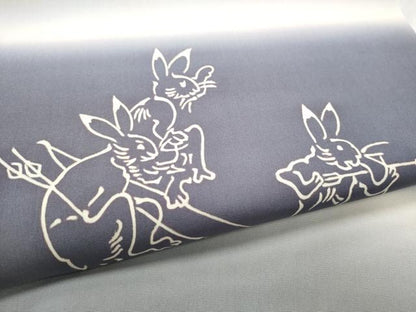 平和屋着物●塩瀬　九寸名古屋帯　鳥獣戯画　正絹　逸品　CABD0567hy